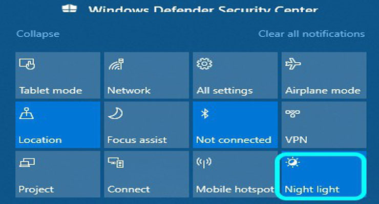วิธีการใช้โหมดกลางคืน (Night Light) ป้องกันแสงสีฟ้าบน Windows 10