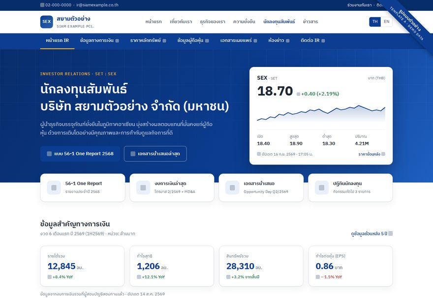 ตัวอย่าง Template A — Corporate Dashboard