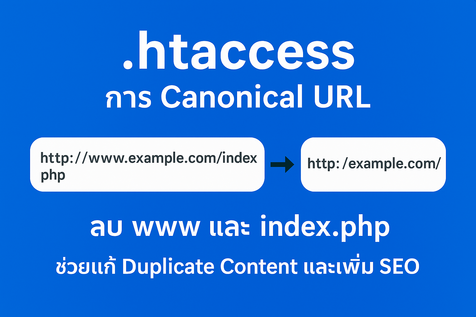 วิธีแก้ปัญหา Duplicate Content ด้วย .htaccess (ลบ www และ index.php)